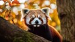 Red panda (Ailurus fulgens) in autumn forest
