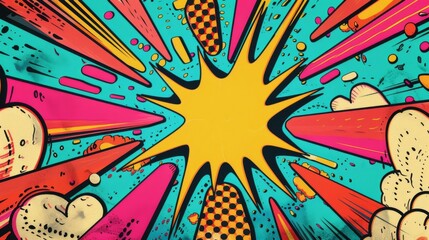 Wall Mural - take a trip down memory lane with this funky retro pop art explosion backdrop