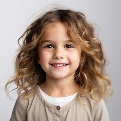 Wall Mural - Portrait of a cute smiling girl isolated on white 