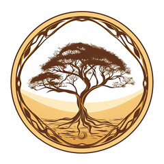 A logo of an argan tree with a beautiful frame