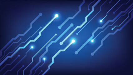 Wall Mural - blue circuit board background. futuristic digital technology design decoration