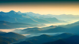 Fototapeta Góry - Beautiful sunrise at misty morning mountains