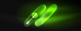 Fototapeta Sport - Abstract design pulsates with neon glowing light effects, casting an entrancing glow in the darkness, captivating the eye with its vibrant energy. Glass circles neon glowing light effects