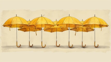 Stand out in a sea of conformity with a bright yellow umbrella that symbolizes your unique leadership and innovative thinking