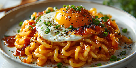 Wall Mural - Fried Instant Noodles with Fried Egg