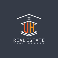 UH Real Estate Letter Monogram Vector Logo. Home Or Building Shape All Logo.