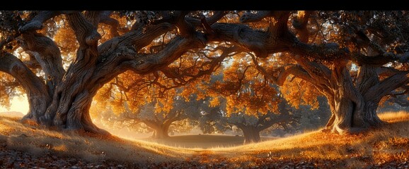 Wall Mural - Tree Forest Under Shade Giant Bottom, Background Banner HD