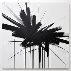 Wall Mural - Black paint on white background. Abstract brushstrokes of black paint on white background