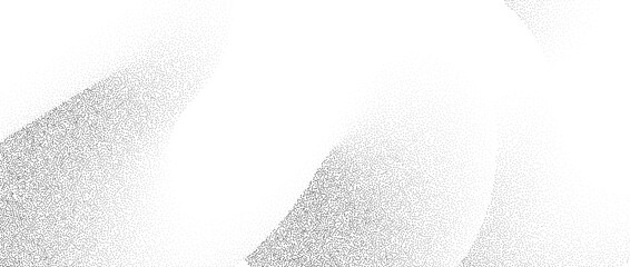 Poster - Stippled wavy sand grain background. Grunge curved gradient wave. Grit noise dot work wallpaper. Black dots, speckles, particles or granules texture. Vector abstract fluid gritty backdrop overlay