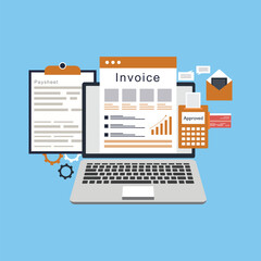 Business audit and financial research. Auditor doing systematic control of expenses, estimate of budget, corporate documents, accounting process flat vector illustration. Finance, calculation 