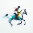 EQUESTRIAN in watercolor paint illustration with Generative AI.