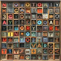Poster - Retro wooden typeset letters for a printing press