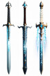 set of fantasy swords isolated on a white background. 3d render