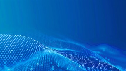 Poster - Abstract Blue Technology Background with Digital Waves. Futuristic Tech Essence, Ideal for Concepts and Designs. Digital Landscape with Smooth Curves. AI