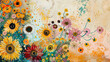 A whimsical trail of doodled daisies and sunflowers, leading the viewer's eye diagonally across the canvas