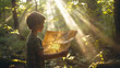 © Keitma - Young boy kid participating to a treasure hunt holding the treasure map