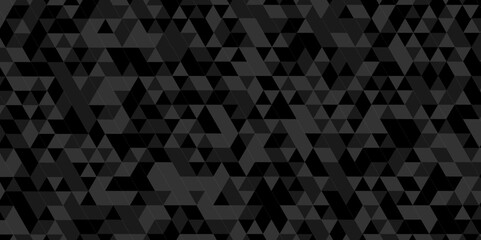 Vector geometric seamless technology gray and black triangle background. Abstract digital grid light pattern black Polygon Mosaic triangle Background, business and corporate background.