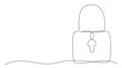 Lock One line drawing isolated on white background
