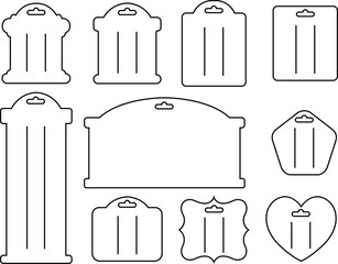 Poster - Set of Hair bow display cards with hole icons in line styles with editable stock. Accessory template signs vectors Isolated elements on transparent background. Can be used for website and mobile apps.