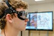 student taking part in eyetracking learning experiment