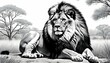 majestic black and white lion in a regal pose lin upscaled 4