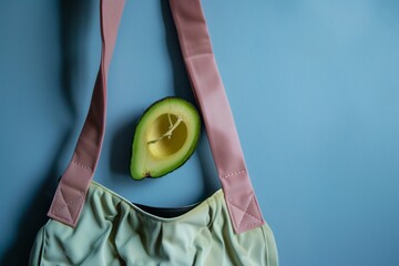 Wall Mural - trendy sling bag with an avocado half peeking out