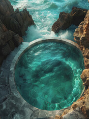 Wall Mural - A small pool of water is surrounded by rocks