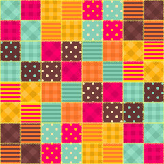 Sticker - patchwork background with different patterns