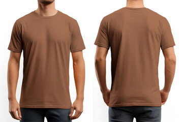 Mockup of a brown t-shirt on a white background