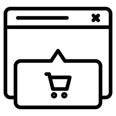 Sticker - online shopping, computer with shopping cart icon