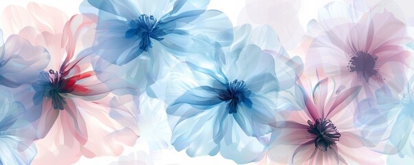 Wall Mural - Abstract floral background with translucent flowers