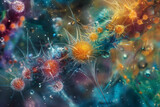 微生物・ウイルスのイメージ画像  Image of microorganisms and viruses  Bild von Mikroorganismen und Viren