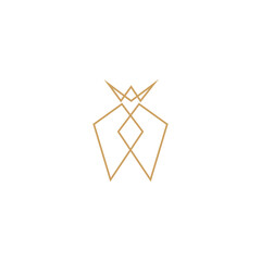 Wall Mural - Tooth logo with luxury gold Crown in linear design style