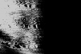 Fototapeta Kwiaty - Black white glitch background texture. Abstract grunge noise border overlay effect. Video Damage Error. Digital signal distortion visualization. Random white lines. Technical problem of television.