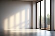 Empty room with window and sunlight. Mock up, 3D Render