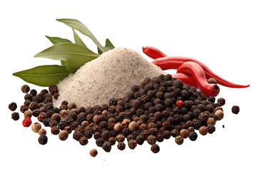 Aromatic Pile: Spice Heaven Next to Spicy Pepper. On a Clear PNG or White Background.