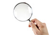 © Yasir - Hand Holding Magnifying Glass on White Background