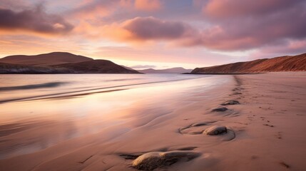 Poster - A beach with a beautiful sunset in the background