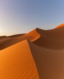 Fototapeta Tęcza - view of the sand dunes at Erg Chebbi in Morocco in warm evening light