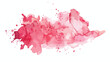 Abstract pink red watercolor blot on white background