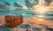 Summer vacation travel trip planned concepts background, holiday event for traveling around the world, beautiful nature sand, sunlight, ocean water.