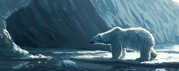 Wall Mural - Polar bear in arctic habitat