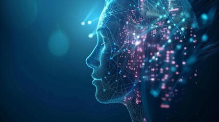 Leinwandbilder - Human Head With Network of Dots