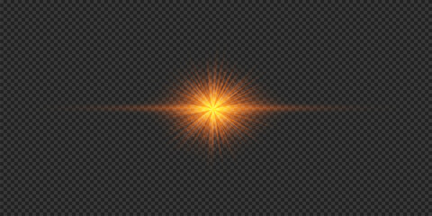 Wall Mural - orange horizontal light effect of lens flares