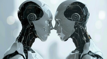 Aufkleber - Two Robots Facing Each Other