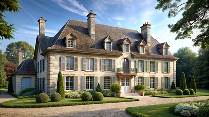 Wall Mural - French Country style architecture with a mix of antique French, shabby chic and farmhouse