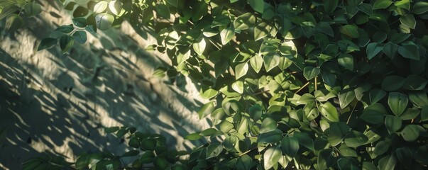 Wall Mural - Dappled sunlight on green foliage