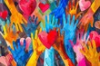 © furyon - Diverse hands and hearts united in compassion, love, and support, abstract illustration