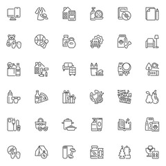Sticker - Online shopping categories line icons set