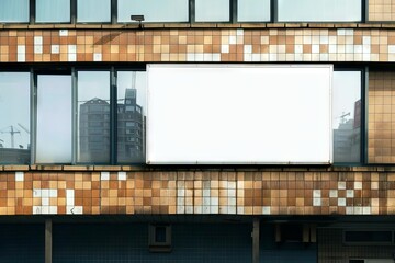 Canvas Print - Empty billboard on building exterior, advertising mock-up in urban setting